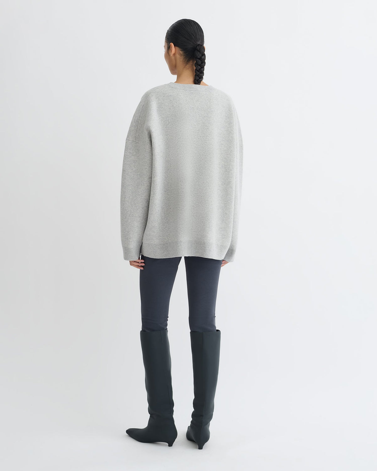 Pull Mérinos - Gris clair/Crème