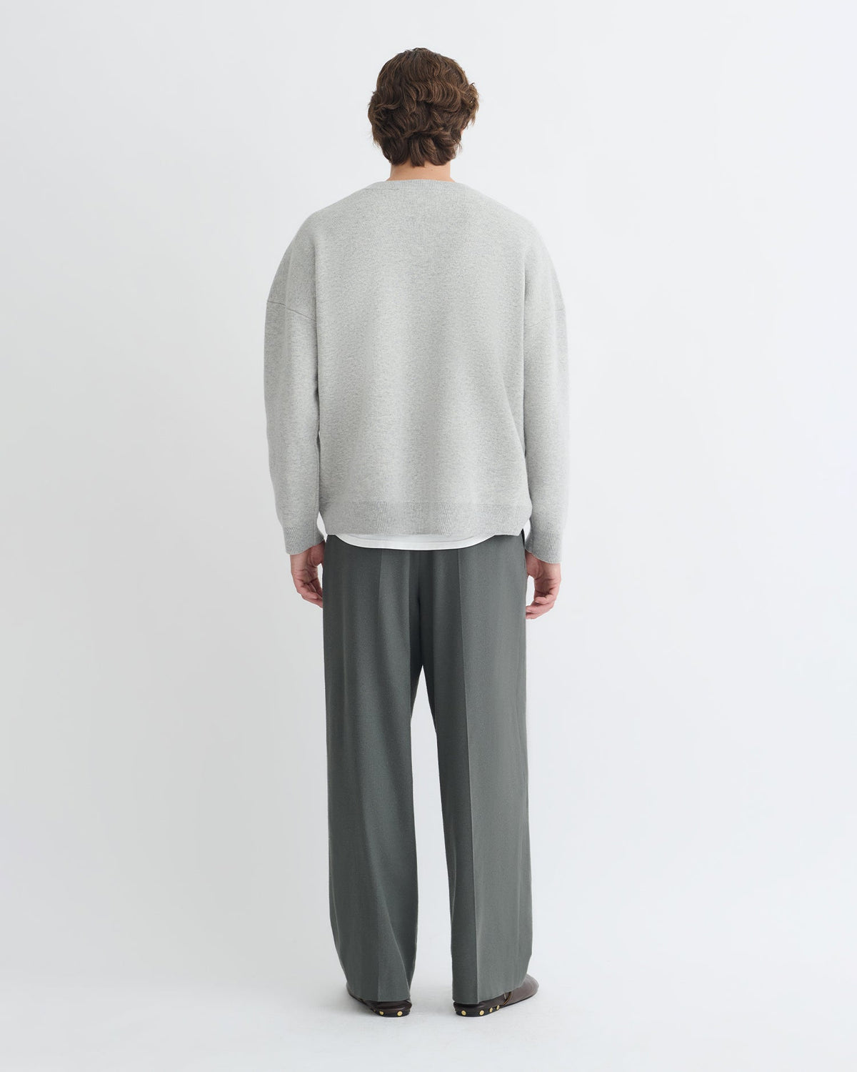 Pull Mérinos - Gris clair/Crème