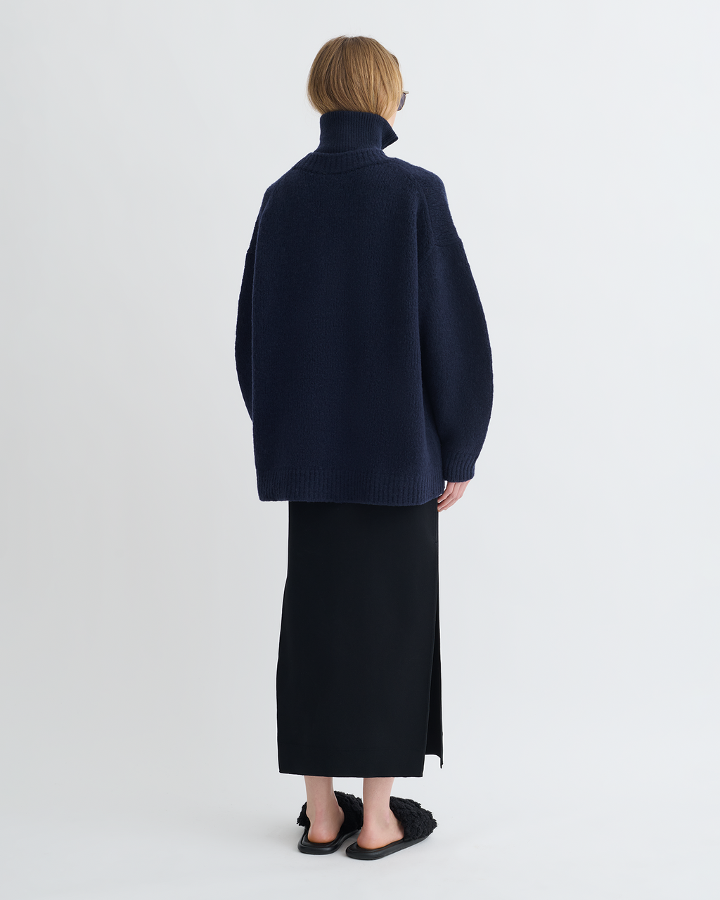 Pull en mérinos brossé - Marine