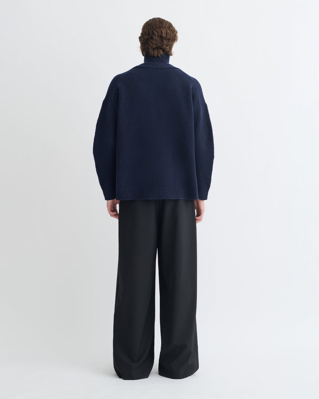 Pull en mérinos brossé - Marine