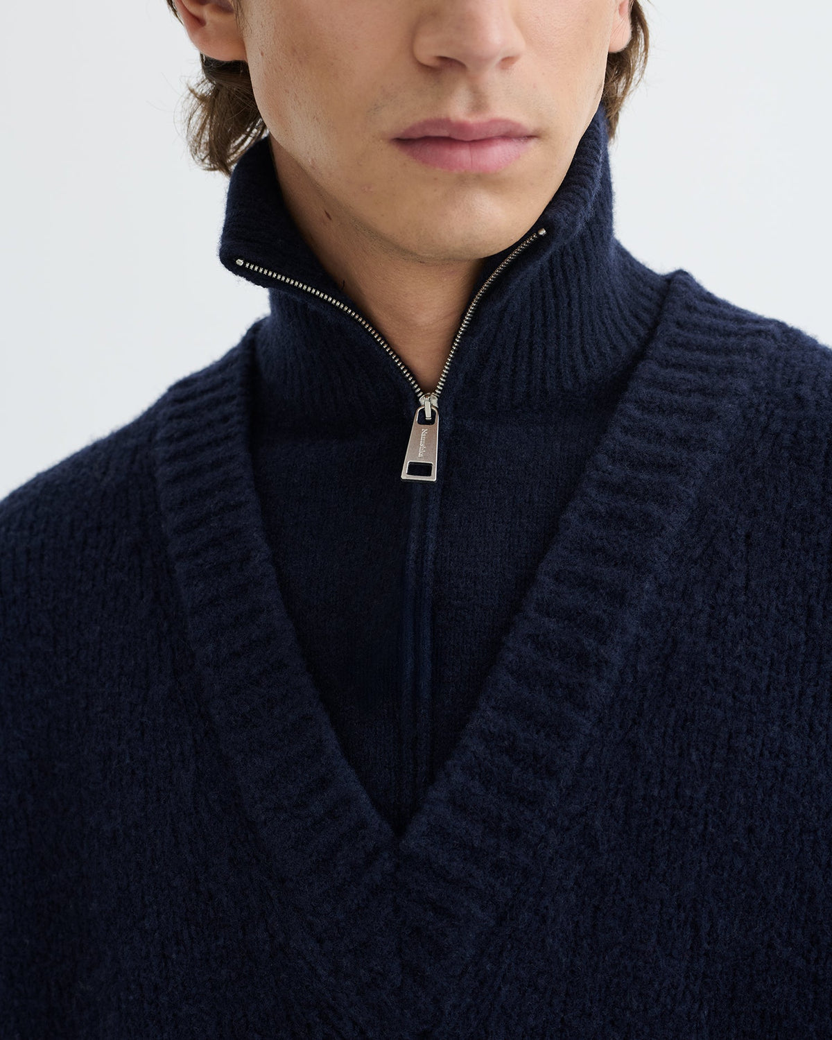 Pull en mérinos brossé - Marine