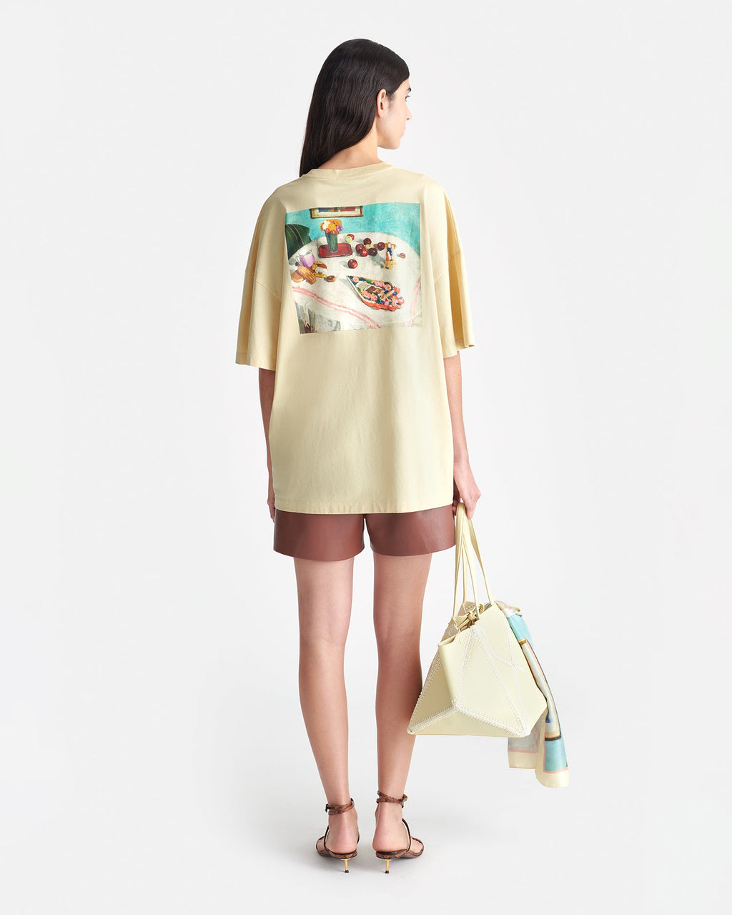T-shirt en jersey de coton imprimé - Cœur crème/pain d'épice