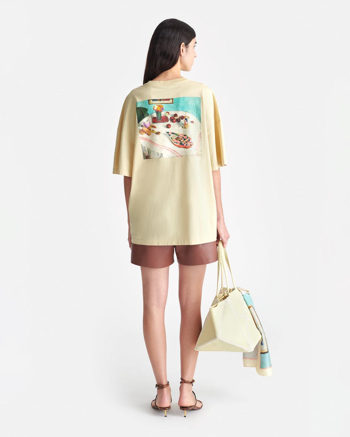 T-shirt en jersey de coton imprimé - Cœur crème/pain d'épice