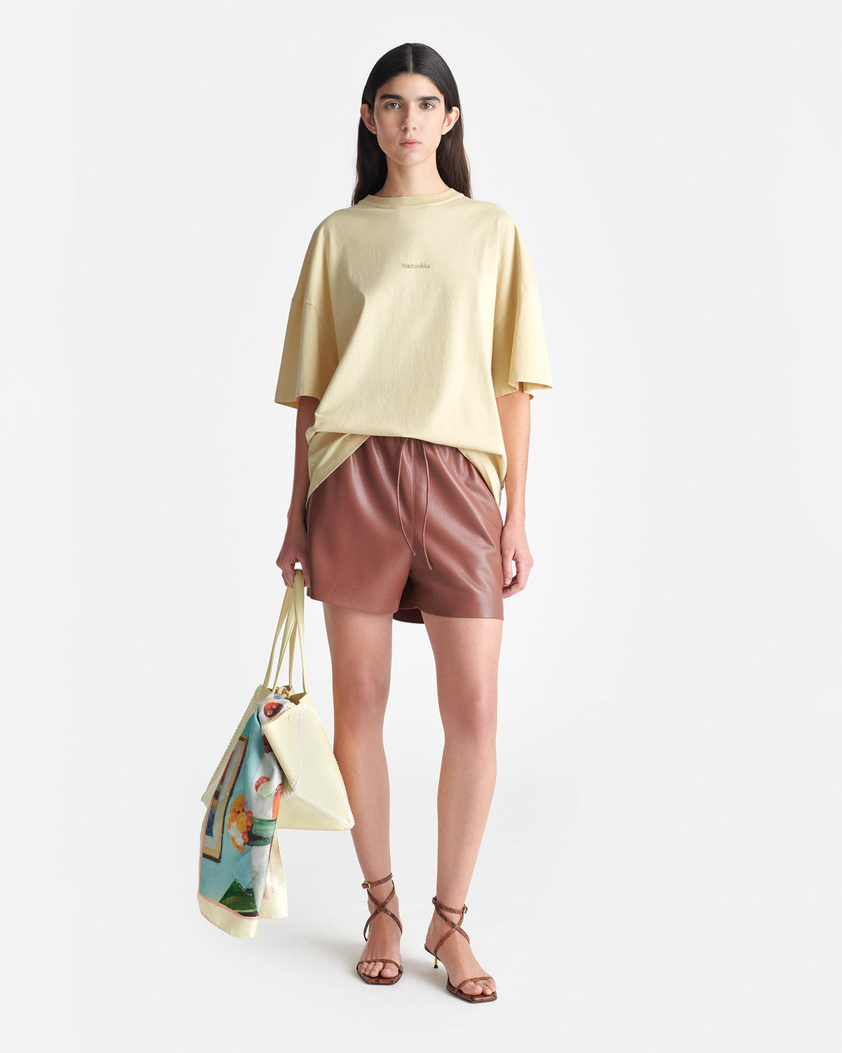 T-shirt en jersey de coton imprimé - Cœur crème/pain d'épice
