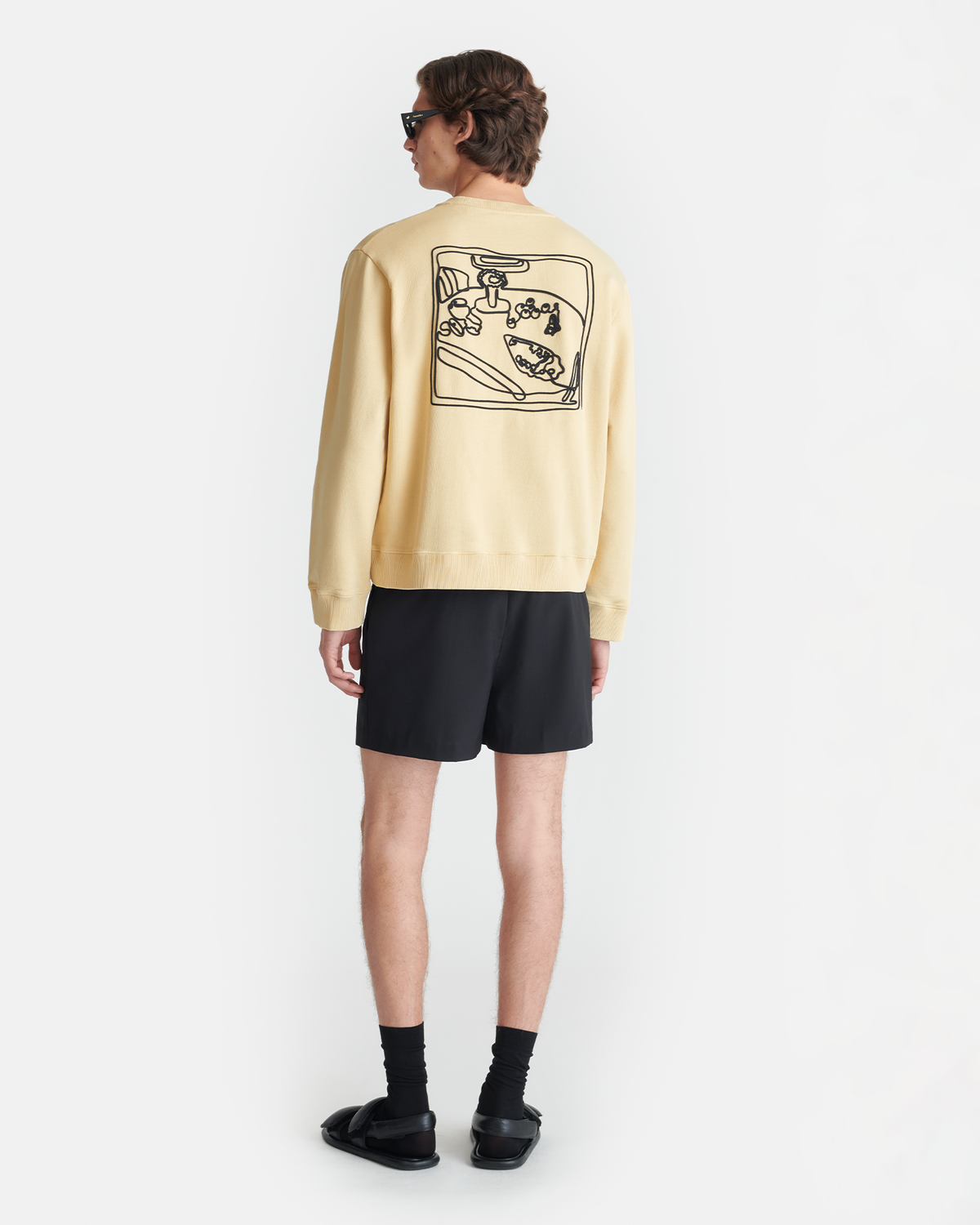 Sweat-shirt en molleton de coton imprimé - Cœur Crème/Noir/Pain d'épices