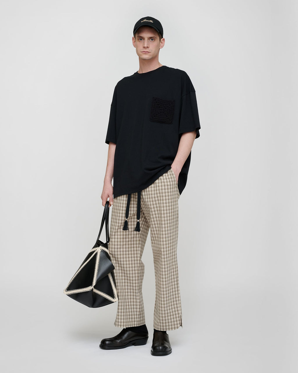 T-shirt en jersey de coton avec poche au crochet - Noir