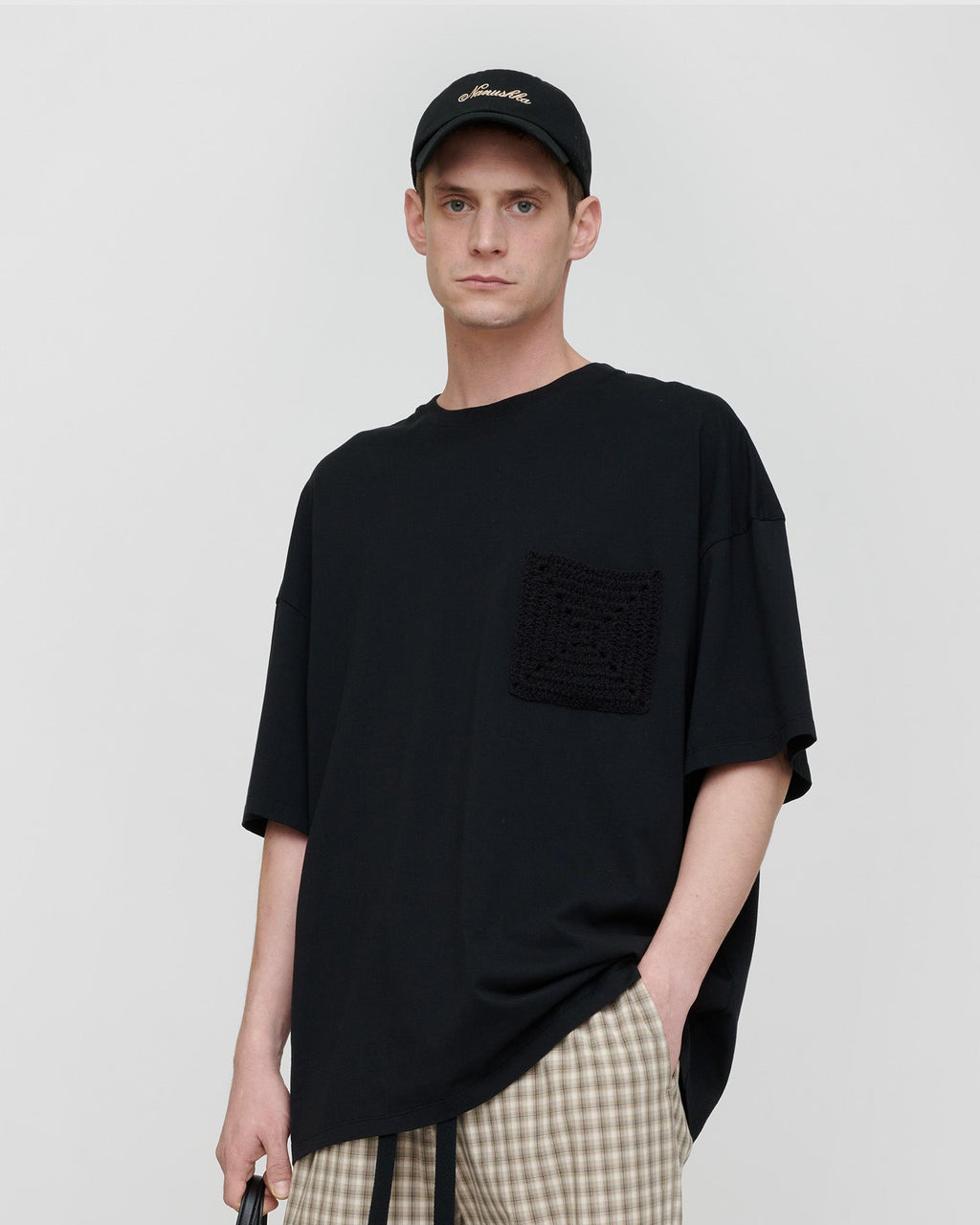 T-shirt en jersey de coton avec poche au crochet - Noir