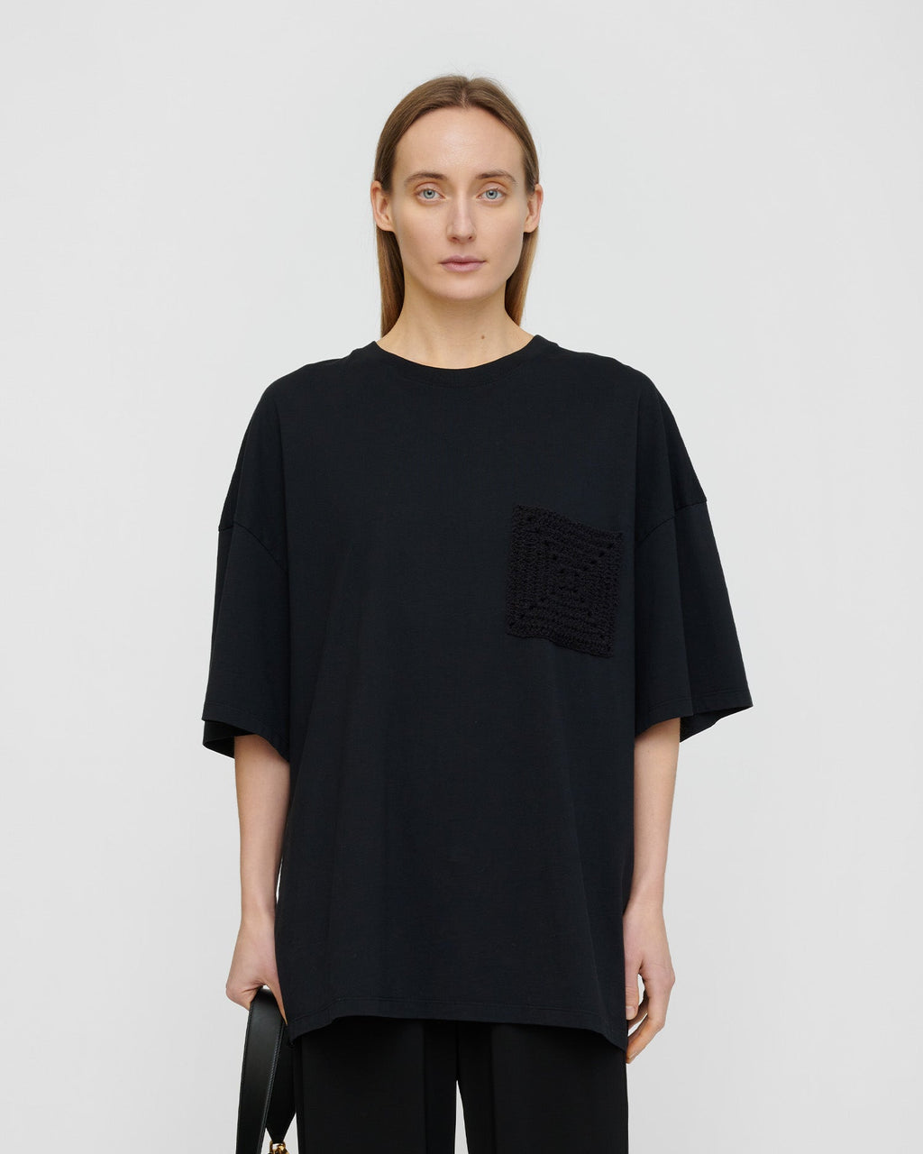 T-shirt en jersey de coton avec poche au crochet - Noir