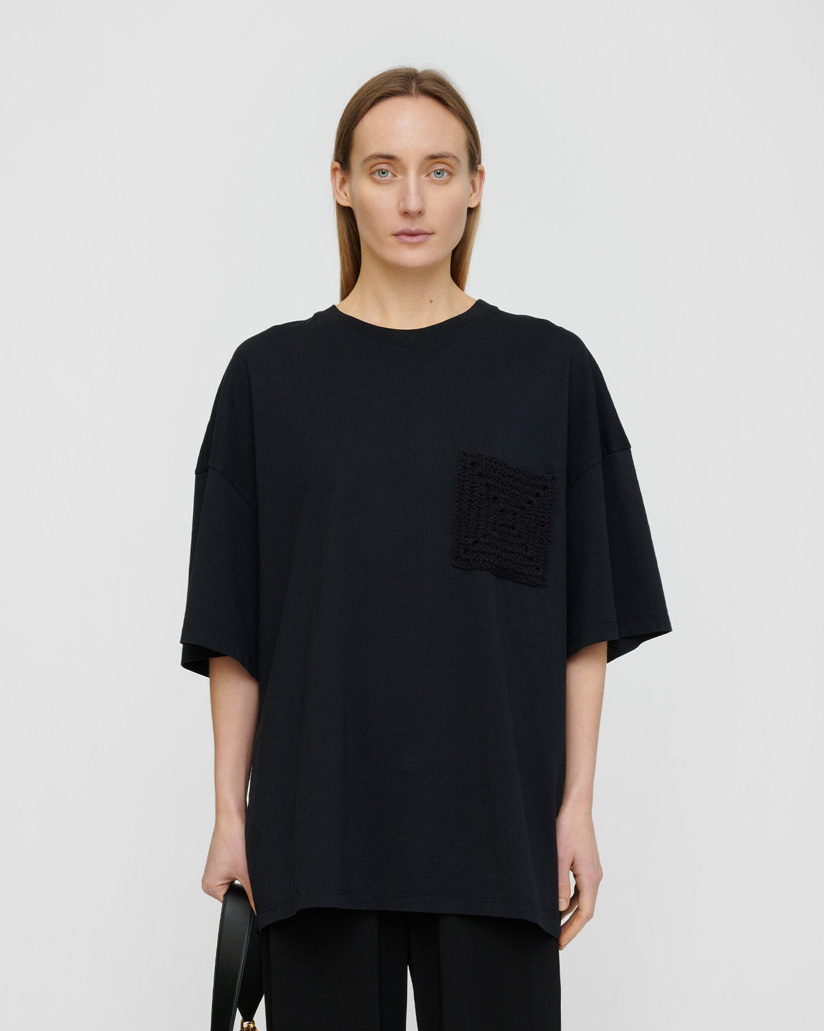T-shirt en jersey de coton avec poche au crochet - Noir