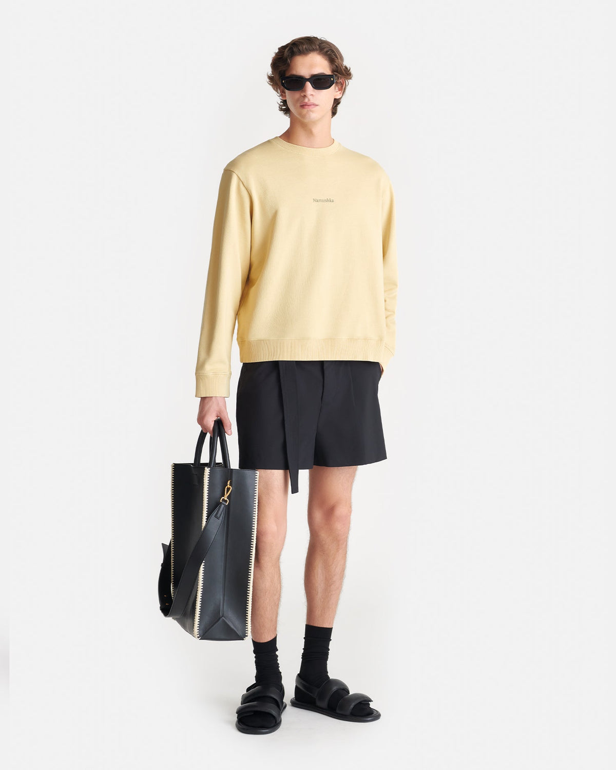 Sweat-shirt en molleton de coton imprimé - Cœur Crème/Noir/Pain d'épices