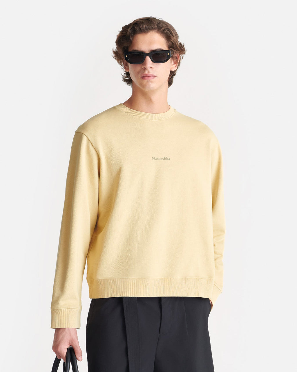 Sweat-shirt en molleton de coton imprimé - Cœur Crème/Noir/Pain d'épices
