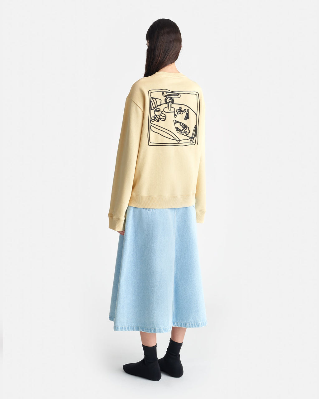 Sweat-shirt en molleton de coton imprimé - Cœur Crème/Noir/Pain d'épices